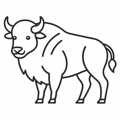 Simple a Bison line art vector white background