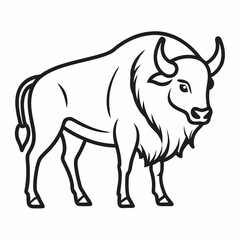 Simple a Bison line art vector white background