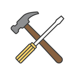 Hammer and Screwdriver Vector Icon Design