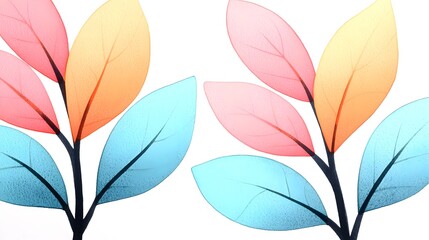 Fototapeta premium Colorful Leaves Design with Vibrant Shades on a Bright Background