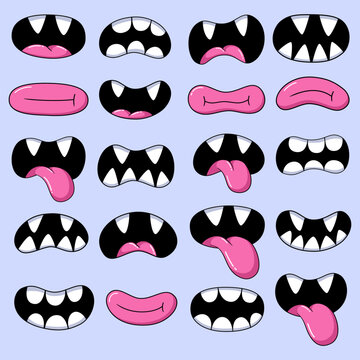 Collection Monster Mouth Cartoon Illustration