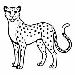 Simple a Cheetah line art vector white background