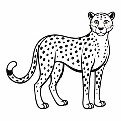 Simple a Cheetah line art vector white background