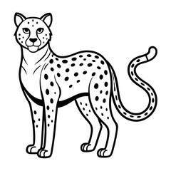Simple a Cheetah line art vector white background