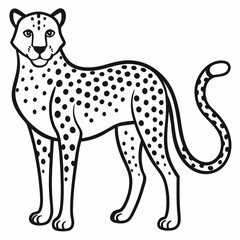 Simple a Cheetah line art vector white background