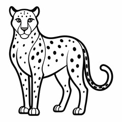 Simple a Cheetah line art vector white background