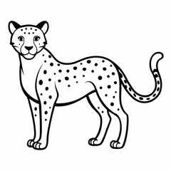 Simple a Cheetah line art vector white background