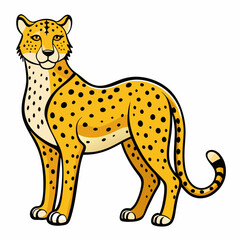 Simple a Cheetah line art vector white background