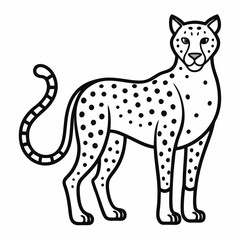 Simple a Cheetah line art vector white background