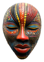 Fototapeta premium Artistic african mask showcase cultural exhibition vibrant display isolated on transparent background