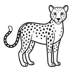 Simple a Cheetah line art vector white background