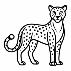 Simple a Cheetah line art vector white background