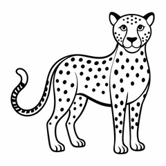 Simple a Cheetah line art vector white background