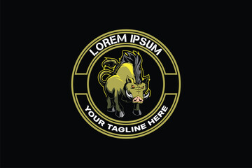 Warthog cartoon character vector image badge logo template