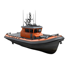 Fototapeta premium 3D Render of a Speedy Patrol Boat on Plain White Background