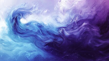 Abstract Blue and Purple Swirl: A Digital Painting of Serene Chaos