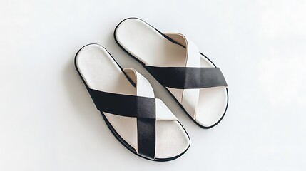 Stylish open-toe sandals with geometric straps, placed on a solid white background