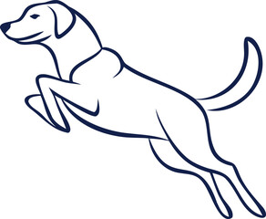 Minimalist Line Art Illustration of a Jumping Dog Playful and Energetic Canine Sketch in Black and White Simple Elegant Animal Vector Design