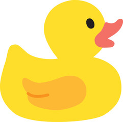 Yellow rubber duck toy isolated on white background. Simple illustration with children's bath toy