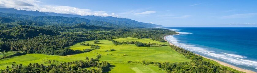 Obraz premium Stunning kauai golf club, lush fairways, tropical greenery and picturesque island views