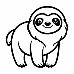 Simple a Sloth line art vector white background
