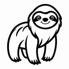 Obraz premium Simple a Sloth line art vector white background