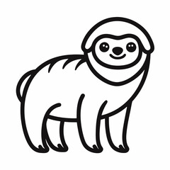 Simple a Sloth line art vector white background