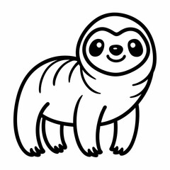 Simple a Sloth line art vector white background
