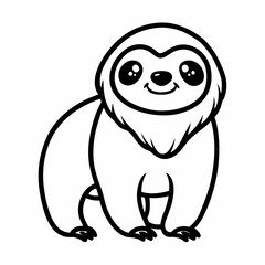 Simple a Sloth line art vector white background