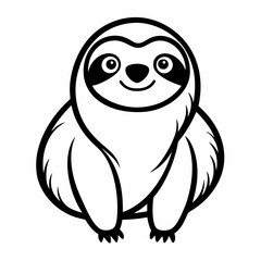 Simple a Sloth line art vector white background