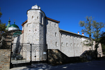 Old Russik Monastery in Mount Athos - mountain on the Athos peninsula in northeastern Greece.