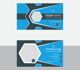 modern   business  card design and polygonal blue color   template design