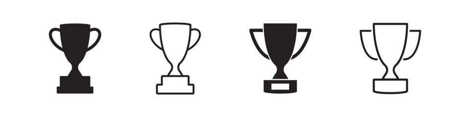 Cup icon. Trophy cup award sign. Champion first place vector set. Trophy cup prize isolated.