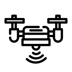surveillance drone cut line icon