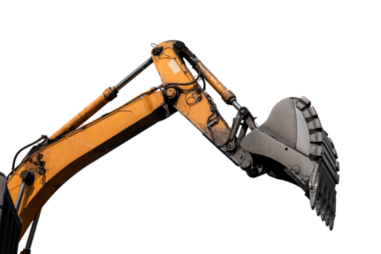 Large quarry dump excavator. Big yellow mining excavator at work site. Loading coal into body truck. Mining digger, mining machinery to loading rock. Production useful minerals