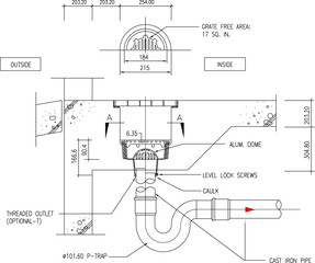 vector sketch illustration silhouette of TRENCH DRAIN DETAIL design for drainage