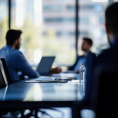 office background with people working. Space for text.