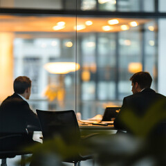 businessman at the airport or office with space for AD text