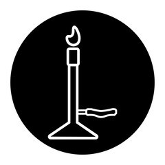 bunsen burner cyrcular glyph icon