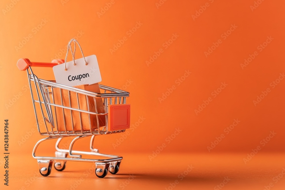 Poster A minimalistic shopping cart icon with a floating 