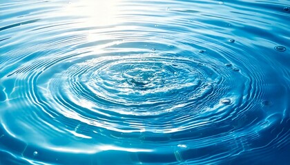 Blue ripples on the water surface. Natural, transparent and clear abstract background material of light and waves.