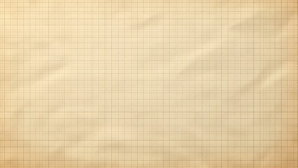 Beige graph paper texture with brown grid lines, creases, worn. education, planning, and design.