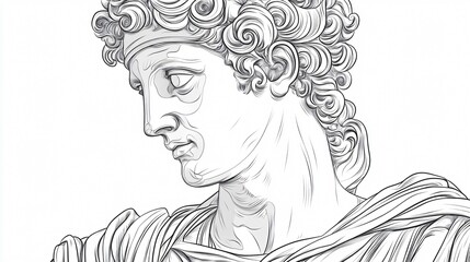 Fototapeta premium Outlines of Portraits of Apollonius of Tyana, Roman Philosopher and Miracle Worker of the 1st Century AD, Suitable for Use in Educational or Historical Projects