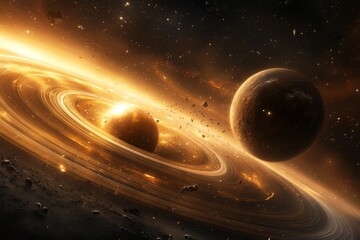 A powerful telescope capturing an image of an exoplanet in deep space