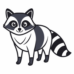 Simple a Raccoon line art vector white background