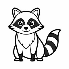 Simple a Raccoon line art vector white background