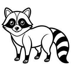 Simple a Raccoon line art vector white background