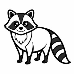 Simple a Raccoon line art vector white background