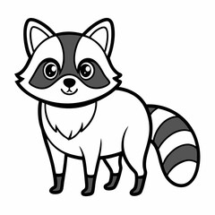 Simple a Raccoon line art vector white background