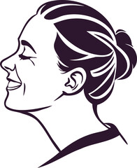 Minimalist Line Art of a Smiling Woman in Black and White Vector Illustration with Elegant and Serene Expression for Modern Aesthetic and Creative Digital Artwork